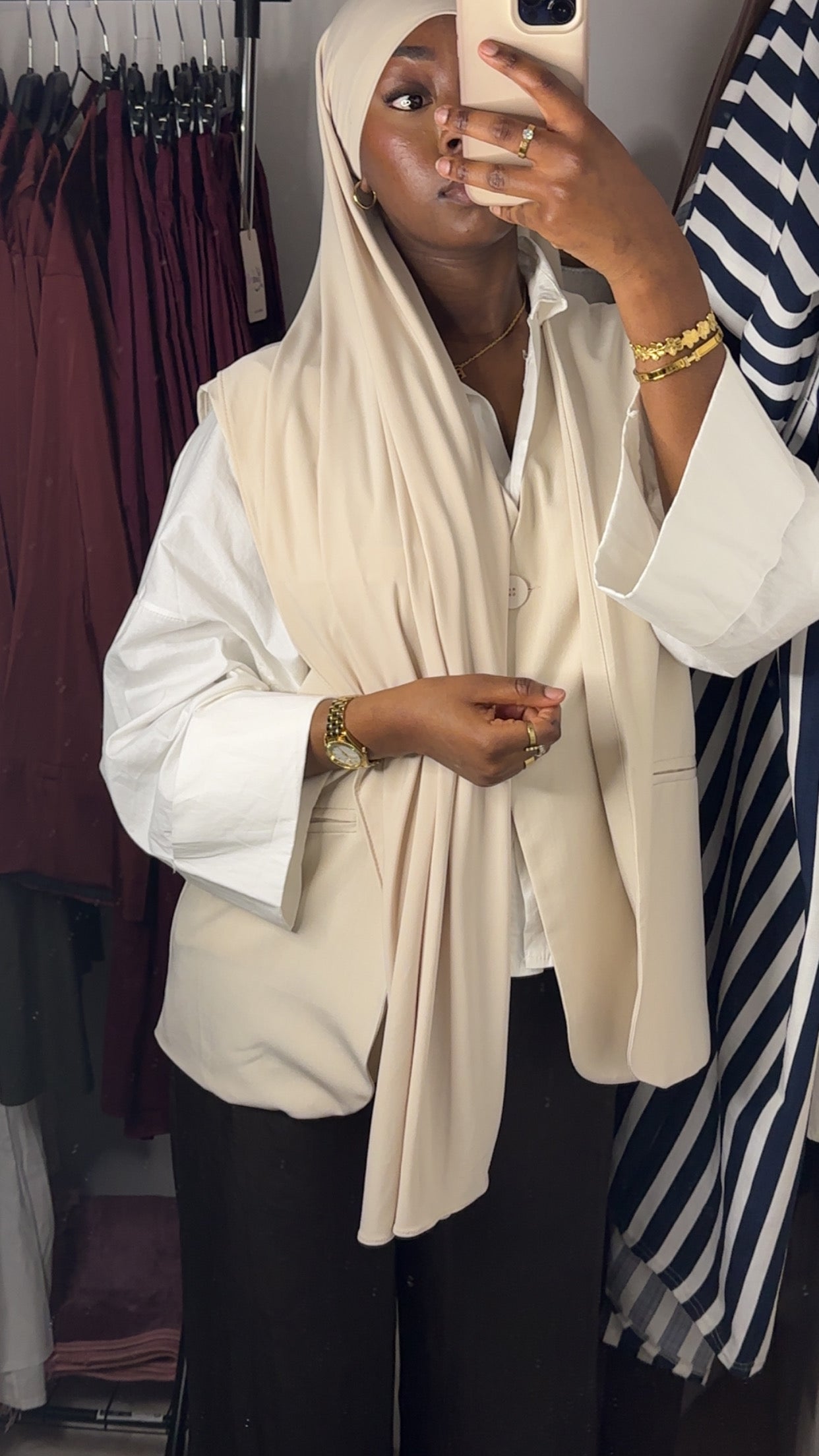 Gilet sans manches beige